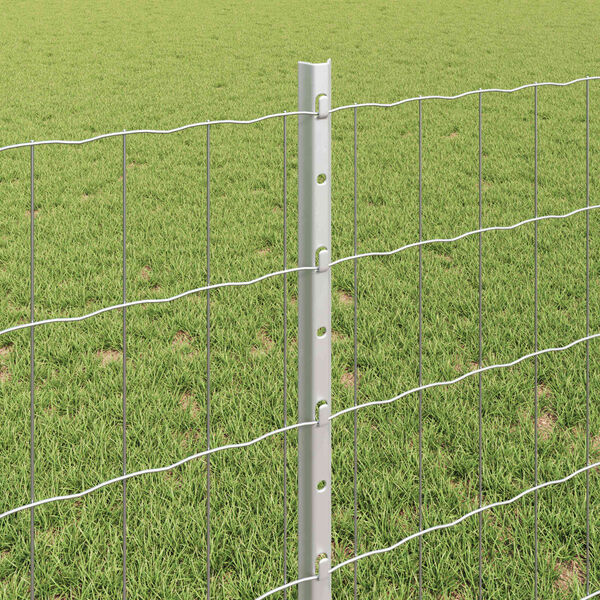 vidaXL Cl&ocirc;ture avec poteau Argent&eacute; 0,8 x 10 m Acier