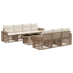 vidaXL Ensemble de canap&eacute; de jardin 8 pc Beige et blanc cr&egrave;me