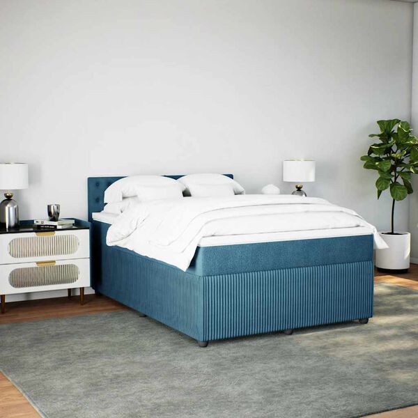 vidaXL Sommier &agrave; lattes de lit et matelas bleu 140x200 cm velours