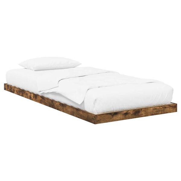 vidaXL Cadre de lit sur&eacute;lev&eacute; Ch&ecirc;ne fum&eacute; 71,5 x 190 cm