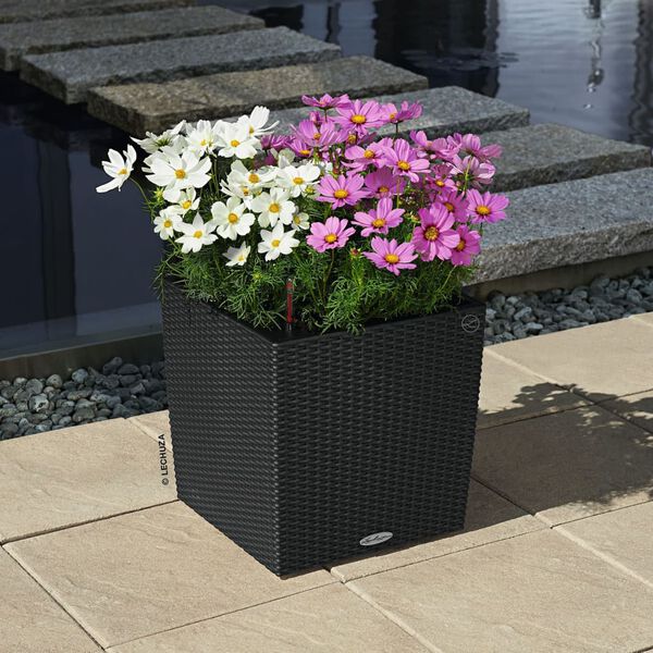 LECHUZA Jardini&egrave;re CUBE Cottage 40 ALL-IN-ONE Granite