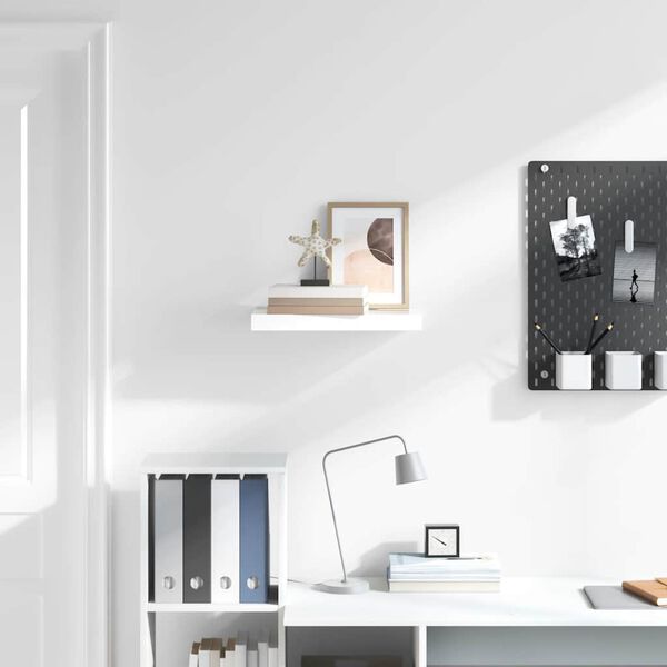 vidaXL &Eacute;tag&egrave;re murale flottante Blanc brillant 50x23x3,8 cm MDF