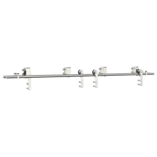 vidaXL Kit fixation porte coulissante 200 cm Acier inoxydable Argent&eacute;