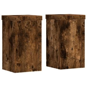 vidaXL Supports pour plantes 2 pcs ch&ecirc;ne fum&eacute; bois d'ing&eacute;nierie