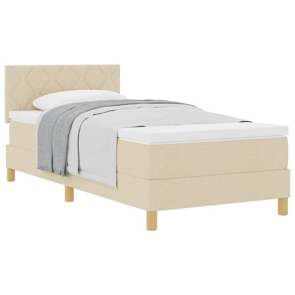 vidaXL Lit &agrave; ressorts avec matelas Cr&egrave;me 100 x 200 cm tissu