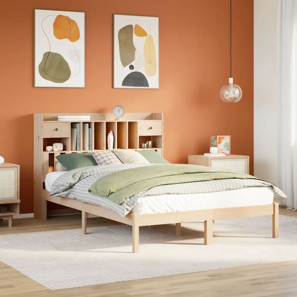 vidaXL Lit biblioth&egrave;que sans matelas 140x200 cm bois massif de pin