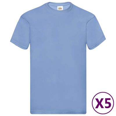Fruit of the Loom T-shirts originaux 5 pcs Bleu clair XL Coton