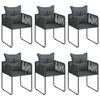 vidaXL Ensemble &agrave; Manger de jardin 7pcs PVC r&eacute;sine tress&eacute;e noir marron