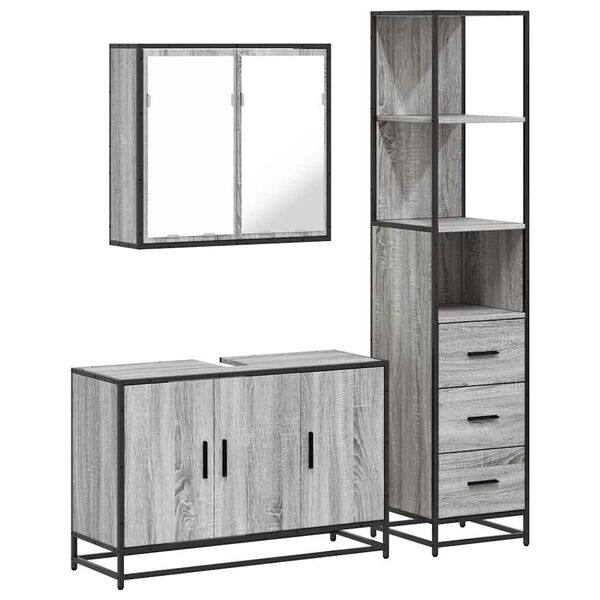 vidaXL Ensemble de meubles de salle de bain 3 pcs Sonoma gris