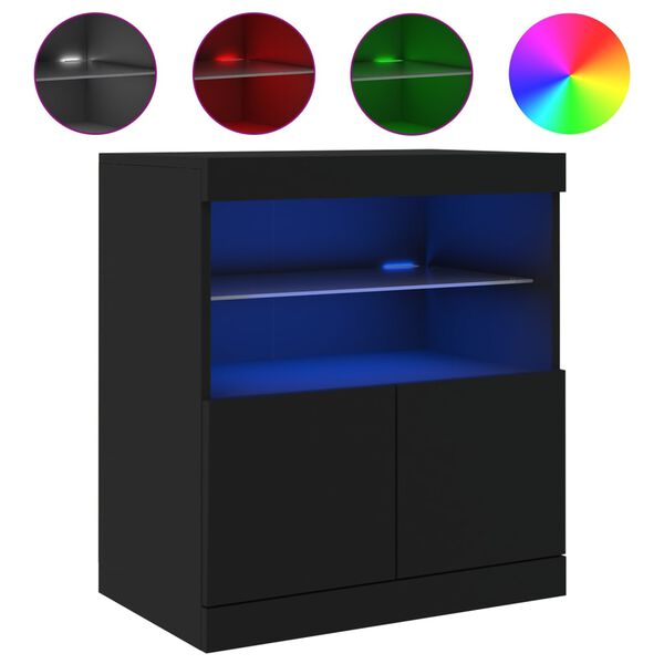 vidaXL Buffet avec lumi&egrave;res LED noir 60x37x67 cm