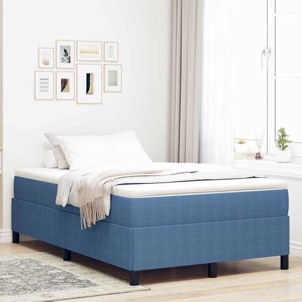 vidaXL Lit &agrave; ressorts Bleu 120 x 190 cm Tissu en velours c&ocirc;tel&eacute;
