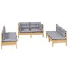 vidaXL Salon de jardin 6 pcs avec coussins gris Bois de pin massif