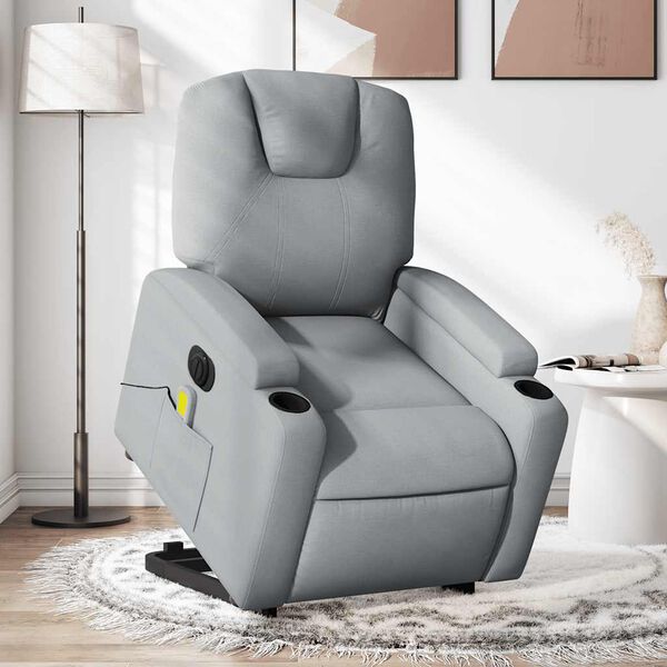 vidaXL Fauteuil inclinable de massage &eacute;lectrique Gris clair Tissu