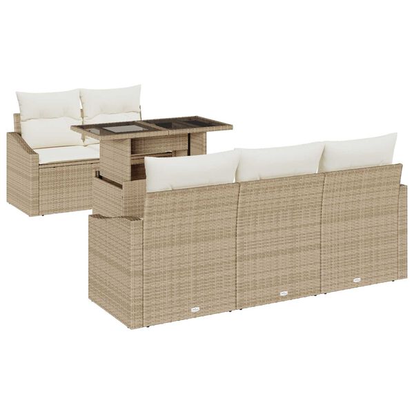 vidaXL Ensemble de canap&eacute; de jardin 6 pcs Beige Poly rotin