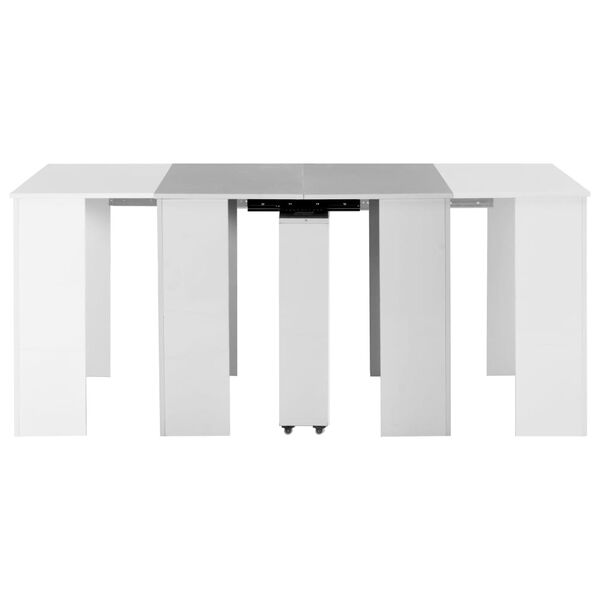 vidaXL Table &agrave; manger extensible Blanc brillant 175x90x75 cm