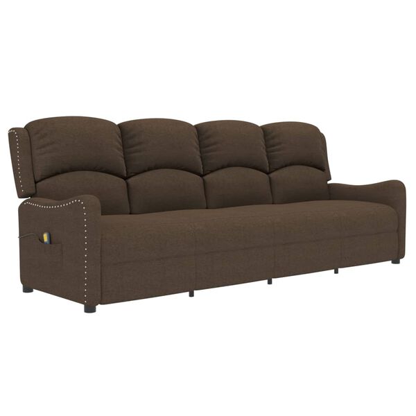 vidaXL Fauteuil de massage inclinable à 4 places marron tissu