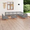 vidaXL Salon de jardin 10 pcs Bois de pin massif Gris
