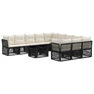 vidaXL Ensemble de canap&eacute; de jardin 12 pc Noir polyrotin