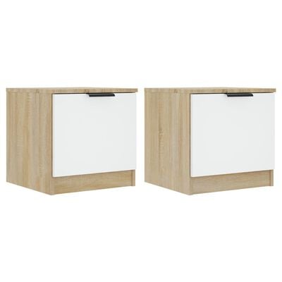 vidaXL Tables de chevet 2 pcs Blanc et chêne sonoma 40x39x40 cm