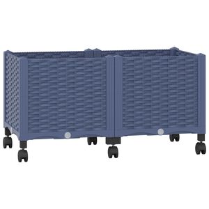 vidaXL Jardini&egrave;re avec Roues Gris Bleu 80 x 40 x 48 cm PP