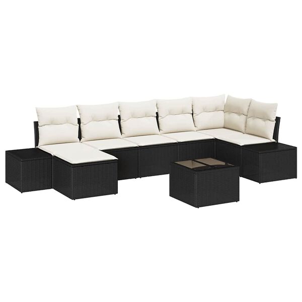 vidaXL Ensemble de canap&eacute; de jardin avec coussin 8 pcs Noir polyrotin