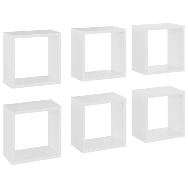 vidaXL &Eacute;tag&egrave;res cube murales 6 pcs Blanc 26x15x26 cm
