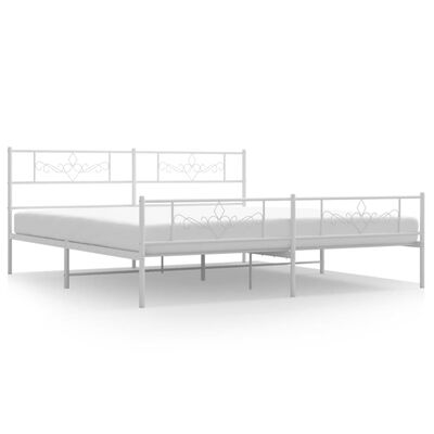 vidaXL Cadre de lit métal sans matelas et pied de lit blanc 183x213 cm