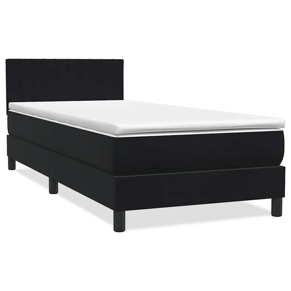vidaXL Sommier &agrave; lattes de lit avec matelas et LED noir 90x210 cm velours