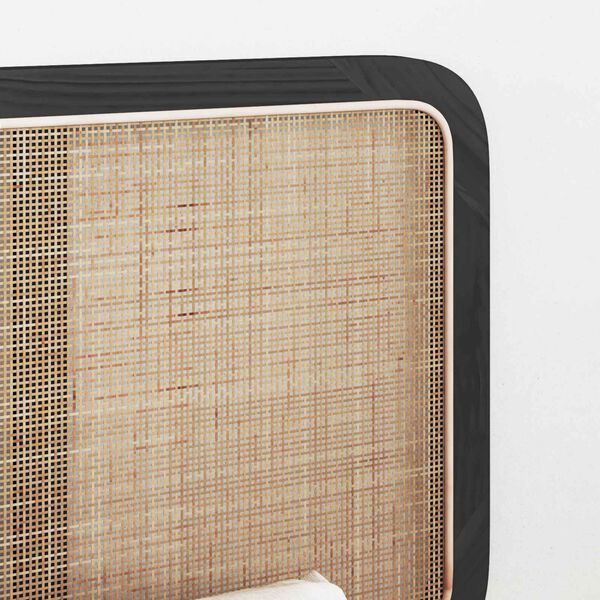 vidaXL T&ecirc;te de lit avec t&ecirc;te de lit Noir 140 x 55 x 3 cm Rotin