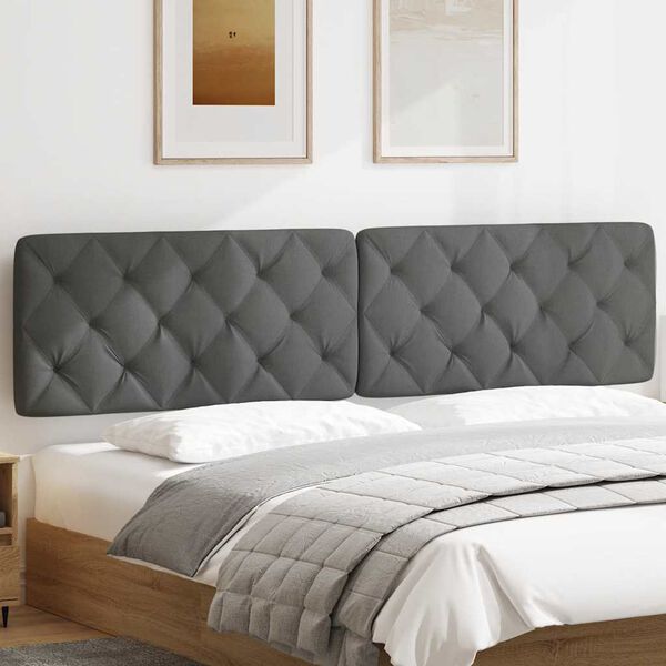 vidaXL Coussin de t&ecirc;te de lit gris fonc&eacute; 200 cm tissu