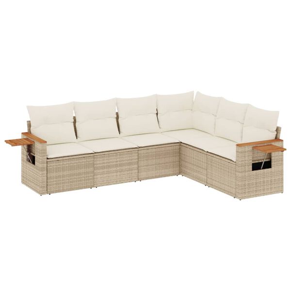 vidaXL Salon de jardin avec coussins 6 pcs beige r&eacute;sine tress&eacute;e