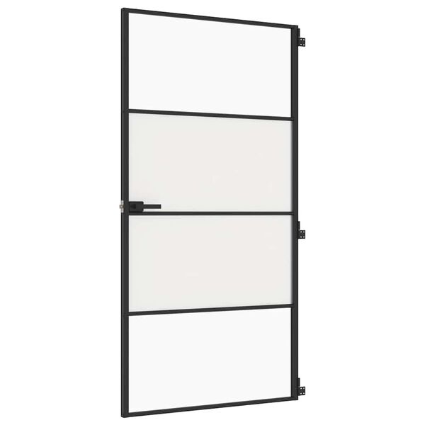 vidaXL Porte int&eacute;rieure mince noir verre tremp&eacute; aluminium