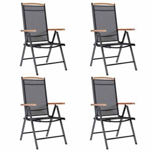 vidaXL Chaises de jardin pliables lot de 4 aluminium et textil&egrave;ne noir