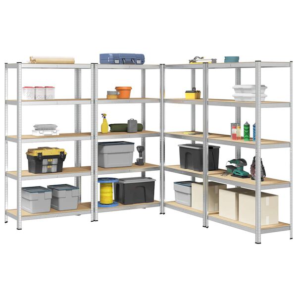 vidaXL &Eacute;tag&egrave;res de rangement &agrave; 5 niveaux 4 pcs acier bois d'ing&eacute;nierie