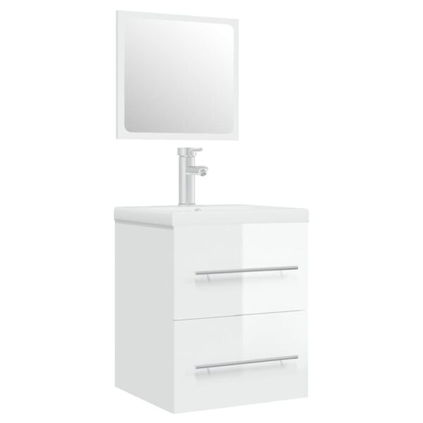 vidaXL Meuble lavabo avec bassin int&eacute;gr&eacute; Blanc brillant
