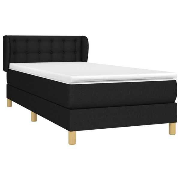 vidaXL Sommier &agrave; lattes de lit avec matelas Noir 100x200 cm Tissu