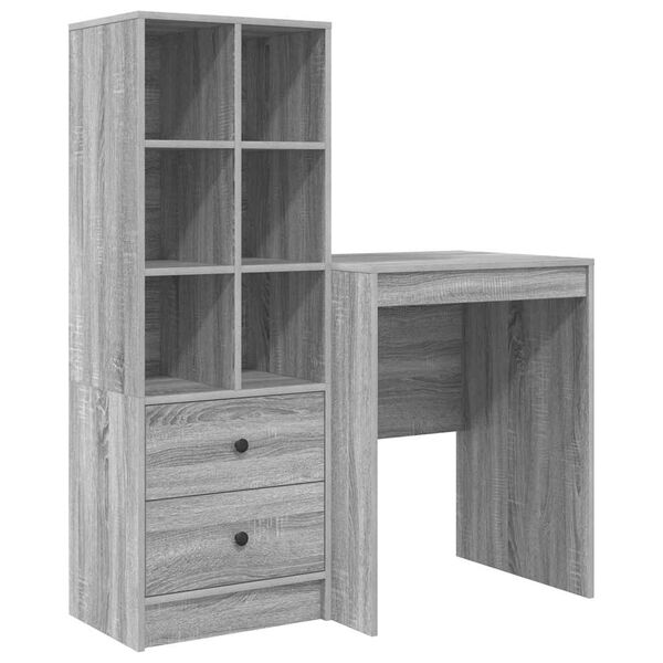 vidaXL Bureau avec tiroir 2 pcs Gris Sonoma