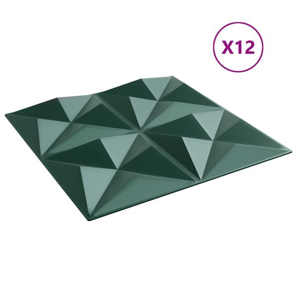 vidaXL Panneaux muraux 12 pcs vert 50x50 cm XPS 3 m² origami