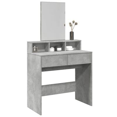 vidaXL Coiffeuse avec miroir gris béton 80x41x144,5 cm