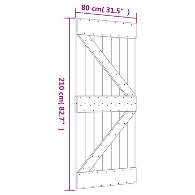 vidaXL Porte coulissante et kit de quincaillerie 80x210 cm pin massif