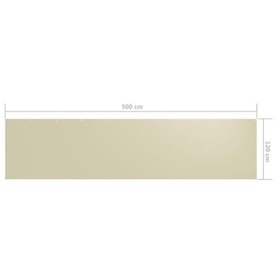 vidaXL Écran de balcon Crème 120x500 cm Tissu Oxford