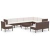vidaXL Salon de jardin 11 pcs avec coussins R&eacute;sine tress&eacute;e Marron