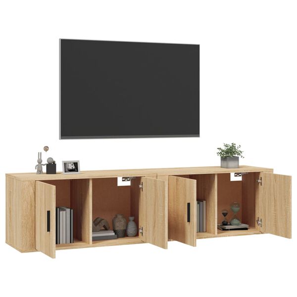 vidaXL Meubles TV muraux 2 pcs ch&ecirc;ne sonoma 80x34,5x40 cm