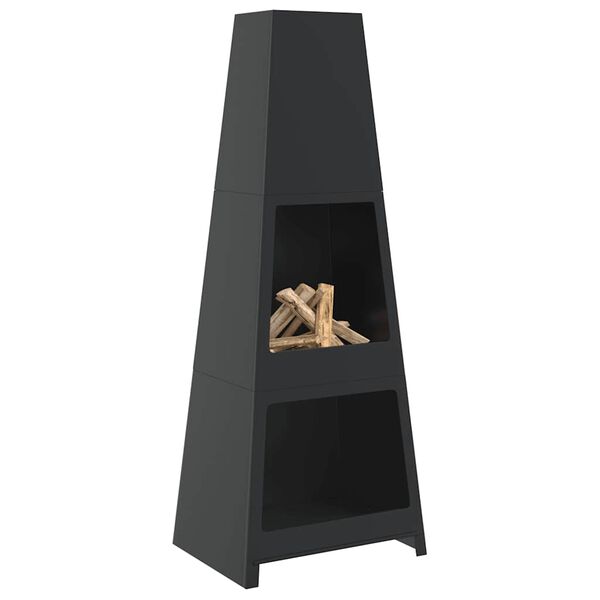 vidaXL Foyer ext&eacute;rieur avec design de tour de stockage de b&ucirc;ches acier