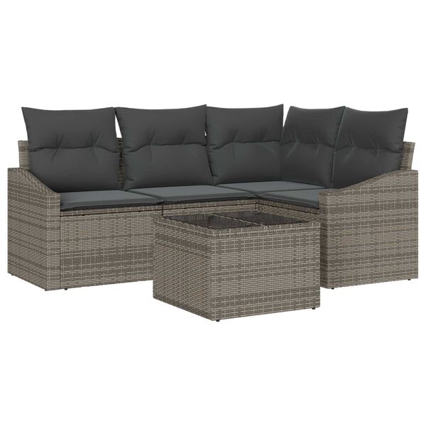 vidaXL Ensemble de Canap&eacute;s avec coussin 5 pcs Gris clair polyrotin