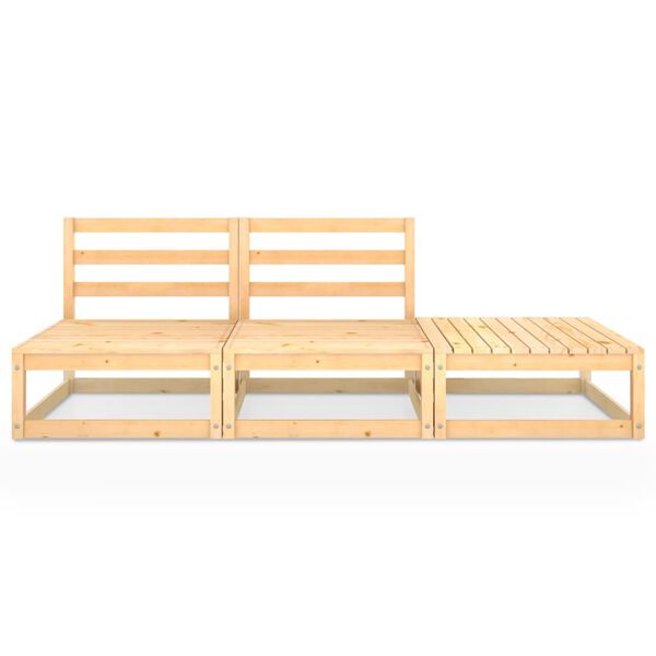 vidaXL Salon de jardin 3 pcs Bois de pin massif