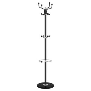 vidaXL Porte-manteau avec porte-parapluie noir fer enduit de poudre