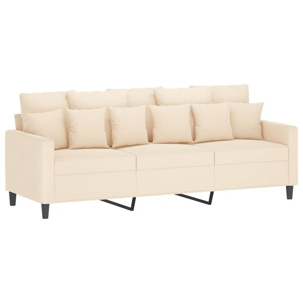 vidaXL Canap&eacute; &agrave; 3 places Cr&egrave;me 180 cm Velours