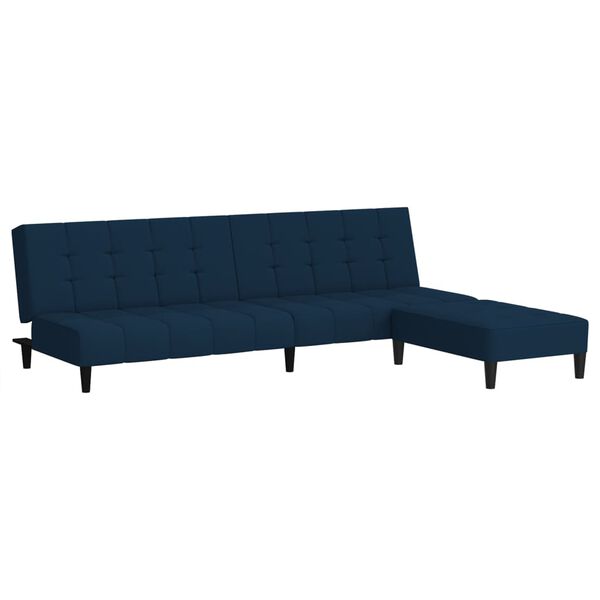 vidaXL Canap&eacute;-lit &agrave; 2 places avec repose-pied Bleu Velours