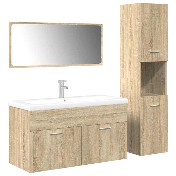 vidaXL Ensemble de meubles de salle de bain 4 pcs ch&ecirc;ne sonoma